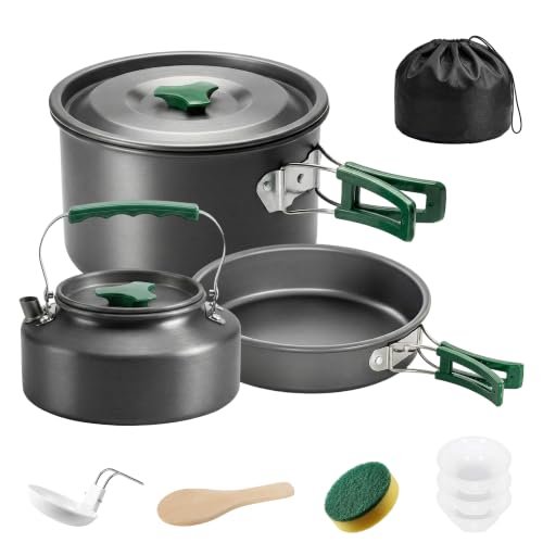 Outsunny Camping Cookware Set for 2-3 Ultralight Aluminium Cooking Kit Grey