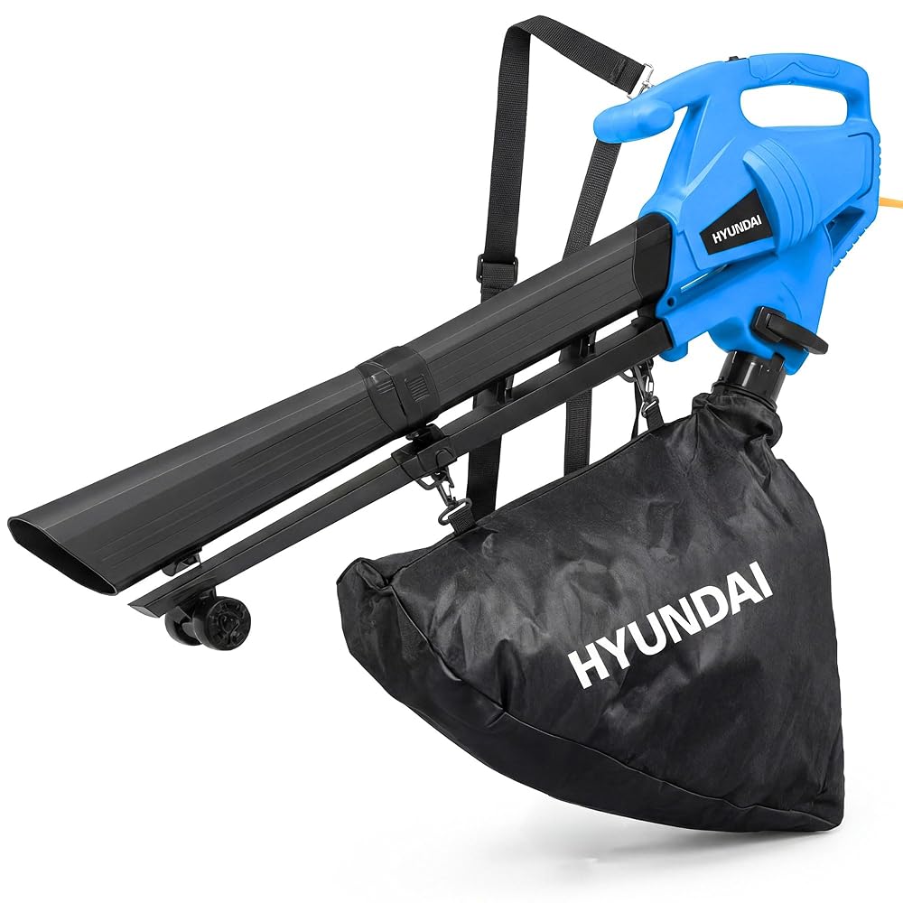Hyundai 3000W Electric Leaf Blower Vacuum & Mulcher, 3-in-1 Garden Leaf Vacuum with Collection Bag
