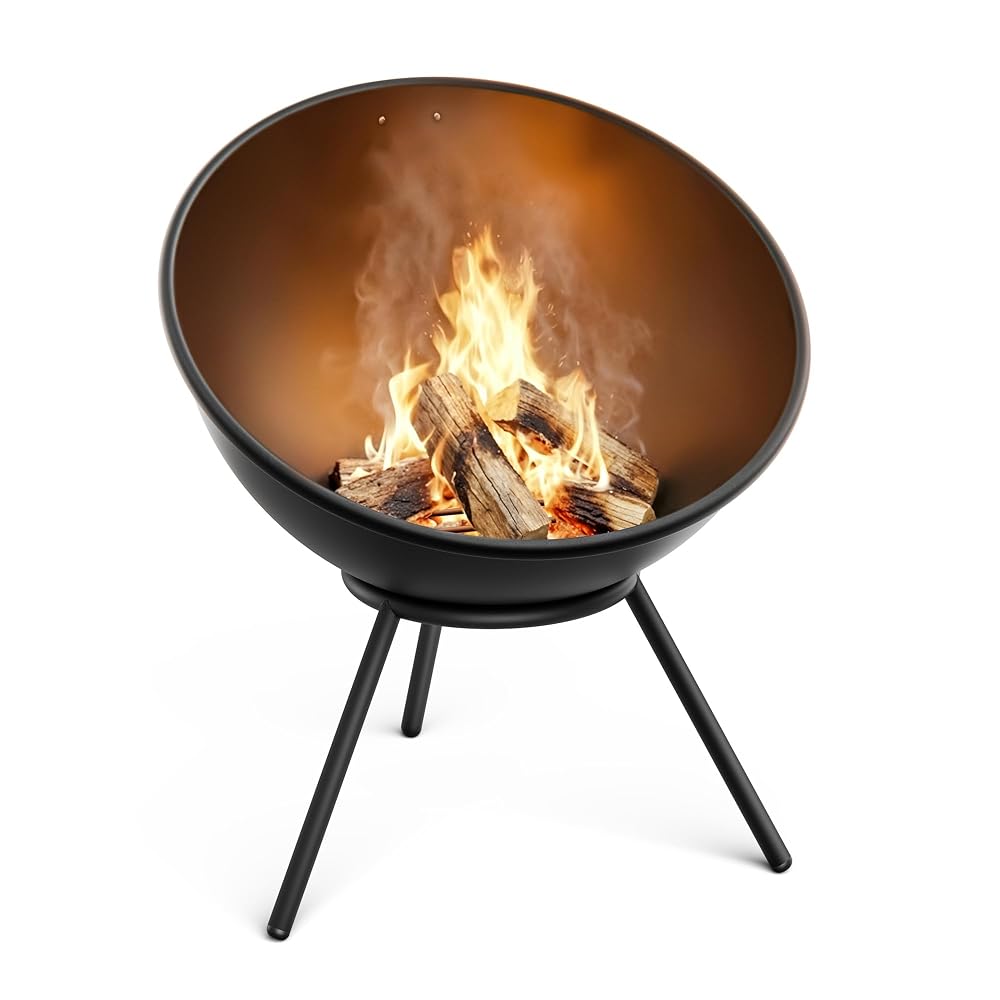 blumfeldt Fireball 43cm Fire Pit - Steel Fire Bowl with Tilting 2-in-1 Design