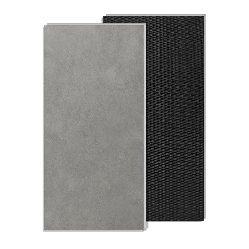 Art3d Marble Textured Click-Lock Vinyl Floor Tiles, 12-Pack, 24x12 Inch Floor Planks, Waterproof Flooring, Cement Grey