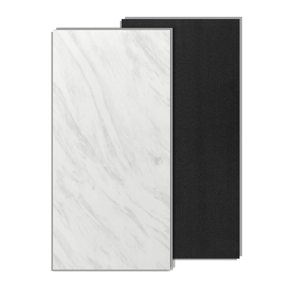 Art3d Marble Textured Click-Lock Vinyl Floor Tiles, 12-Pack, 24x12 Inch Floor Planks, Waterproof Flooring, White Jade