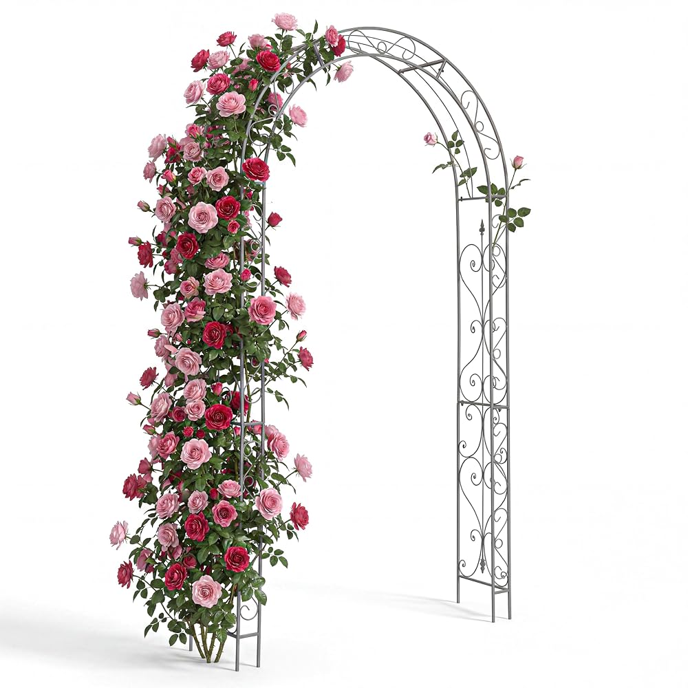 Crystals Heavy Duty Metal Garden Arch Trellis, Steel Frame for Climbing Plants