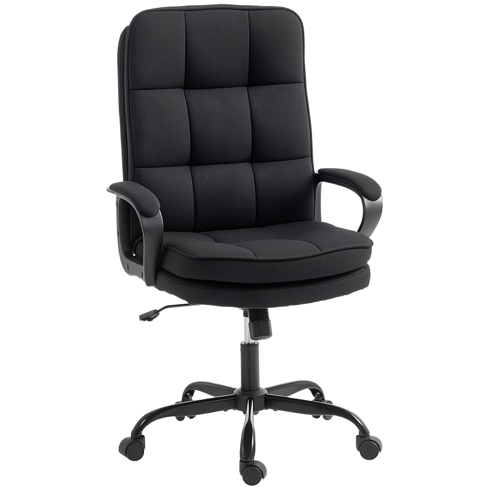 HOMCOM Executive Office Chair, Fabric with Dual-Layer Padding, High Back