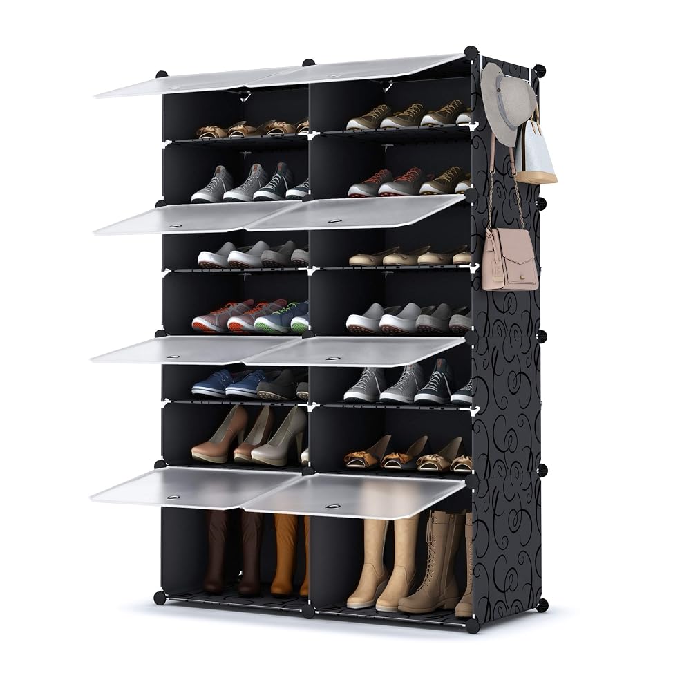 HOMIDEC Shoe Storage, Oversized 2 x 7 Tier Shoe Rack Organiser, Holds Up to 28 Pairs