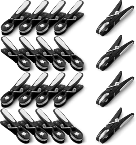 KEPLIN 20-Pack Black Laundry Pegs - Durable Plastic Clothespins with Strong Spring & Secure Clamping for Indoor & Outdoor Use - Safe, Odourless & UV Resistant (Black)