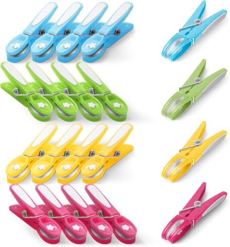 KEPLIN Laundry Pegs - Durable Plastic Clothespins with Strong Spring & Secure Clamping for Indoor & Outdoor Use - Safe, Odourless & UV Resistant (Mixed, 20 Pack)